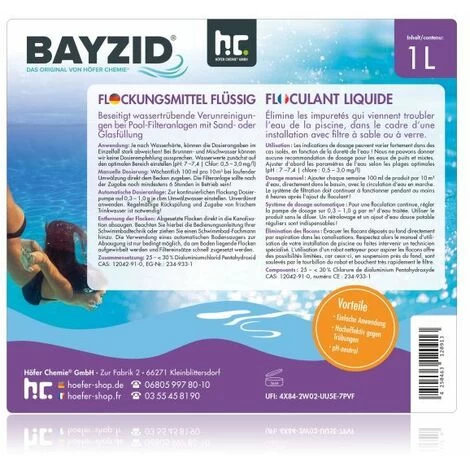 1 X 1 Litre Bayzid Floculant Liquide – Image 2