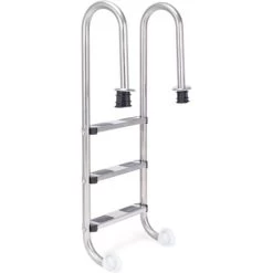 COSTWAY Échelle De Piscine à 3 Marches 1,32m Échelle De Sécurité Pour Piscine En 304 Acier Inoxydable Échelle De Marche