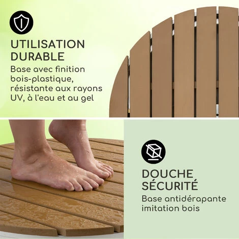 Douche De Jardin - Blumfeldt Sumatra Breeze RD - WPC Aluminium Ø 70.4cm - Douche D'extérieur - Base Antidérapante - Design Rond – Image 3