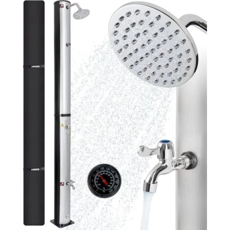 AREBOS Douche Solaire 40L 220cm Incl.Capot De Protection Avec Thermomètre Intégré Pommeau De Douche Rond