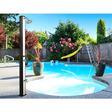 VIESTA VSD35FS Douche Solaire - Noir Et Argent - Avec Réservoir D'eau Résistant Aux UV De 35 Litres - Avec Lave-pieds Et Pomme De Douche De Pluie Réglable – Image 3