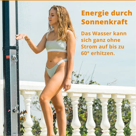 VIESTA VSD35FS Douche Solaire - Noir Et Argent - Avec Réservoir D'eau Résistant Aux UV De 35 Litres - Avec Lave-pieds Et Pomme De Douche De Pluie Réglable – Image 4