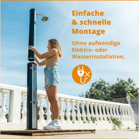 VIESTA VSD35FS Douche Solaire - Noir Et Argent - Avec Réservoir D'eau Résistant Aux UV De 35 Litres - Avec Lave-pieds Et Pomme De Douche De Pluie Réglable – Image 5