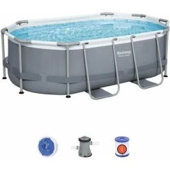 Kit Piscine Complet BESTWAY – Spinelle Grise – Piscine Ovale Tubulaire Pompe De Filtration Et Kit De Réparation Inclus 3x2 M
