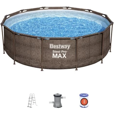Piscine Hors-sol Tubulaire BESTWAY Steel Pro Max - 366x100cm - Épurateur à Cartouche De 2 006 L/H + Échelle