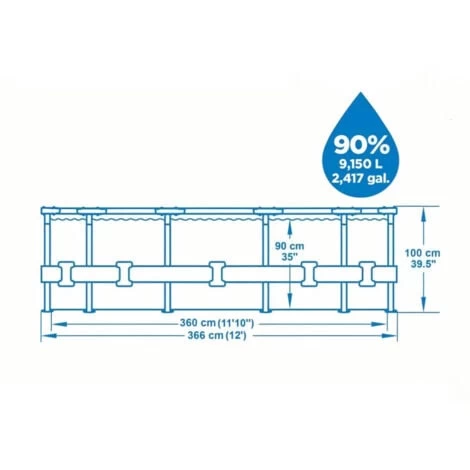 Piscine Hors-sol Tubulaire BESTWAY Steel Pro Max - 366x100cm - Épurateur à Cartouche De 2 006 L/H + Échelle – Image 3