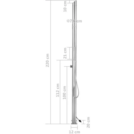 Douche De Jardin 220 Cm Acier Inoxydable VidaXL – Image 2