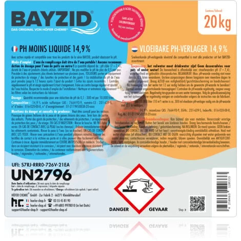 1 X 20 Kg Bayzid PH Moins Liquide 14,9% – Image 5