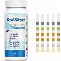 Kueatily 6 En 1 Pour Piscine,Lot De 50 Kit D'analyse De L'eau,Bandelettes De Test Pour Piscine,pour Test De Qualité D'eau Sur Chlore, Brome, Nitrite, Nitrate, Dureté, Alcalinité Totale, PH