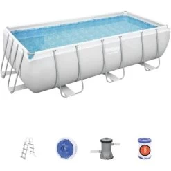 Piscine Hors-sol Tubulaire BESTWAY Power Steel 404x201x100 Cm Épurateur à Cartouche De 2 006 L/H Échelle