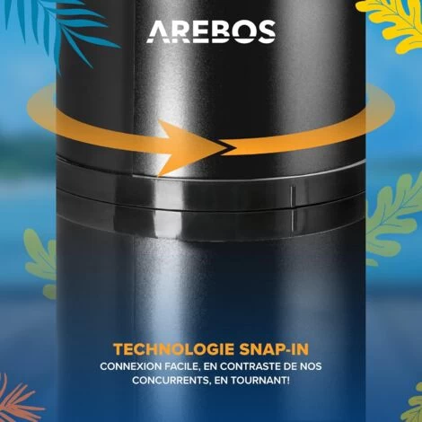 AREBOS Douche Solaire 40 L 220 Cm Avec Thermomètre Intégré Incl.Capot De Protection Noir Pommeau De Douche Rond – Image 3