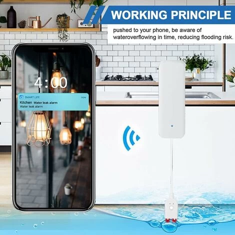 Wasserleck-Alarm, Betterlife Wasserleck-Detektor Überschwemmungs-Detektor Wasser-Alarm Drahtloser Wasser-Detektor Mit 60 DB Alarmton, Push-Benachrichtigung Auf Tuya Smart/Smart Life App – Image 4