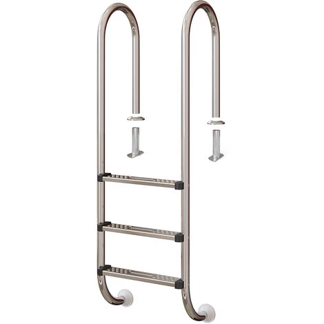 Échelle De Piscine Acier Inoxydable Brillant Avec 3 Barreaux