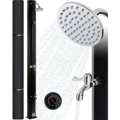 AREBOS Douche Solaire 35 Litres 216cm Incl. Capot De Protection Avec Thermomètre Intégré Pommeau De Douche Rond