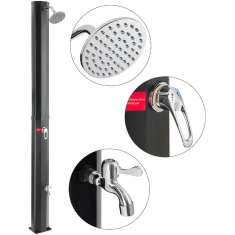 AREBOS Douche Solaire 35 Litres 216cm Incl. Capot De Protection Avec Thermomètre Intégré Pommeau De Douche Rond – Image 4