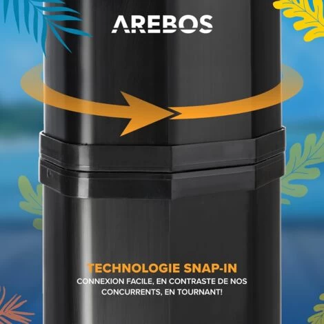 AREBOS Douche Solaire 35 Litres 216cm Incl. Capot De Protection Avec Thermomètre Intégré Pommeau De Douche Rond – Image 5