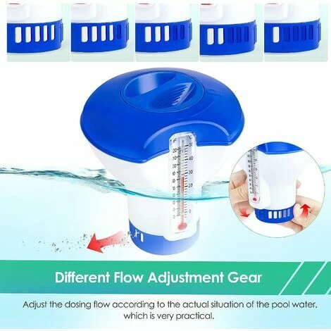 Distributeur De Chlore Flottant, Doseur De Chlore Automatique, Doseur Flottant Spa, Diffuseur De Chlore, Distributeur De Produits Chimiques Pour Piscine (avec Thermomètre) – Image 4