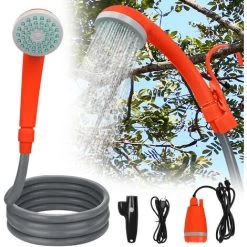 AUFUN Batterie De Camping En Plein Air Avec Douchette, Batterie Rechargeable, Cùble De Chargement USB, Pour La Randonnée, Les Voyages, Le Jardin