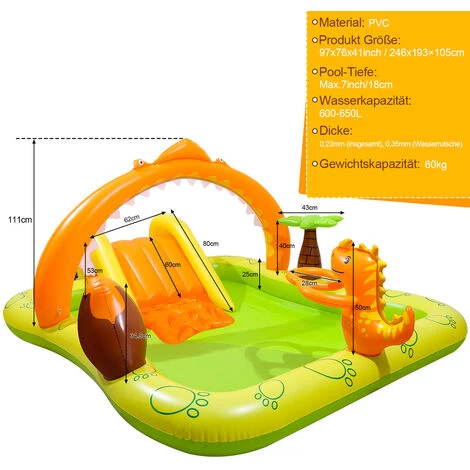 Aire De Jeux Jurassic Centre De Jeu Gonflable 246x193x110cm Pour 2 Ans Et Plus – Image 2