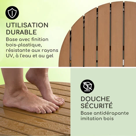 Blumfeldt Cool Breeze - Douche De Jardin, Douche De Camping, WPC, Aluminium, Aspect Bois, Poignée De Transport, Douche De Jardin Extérieure, Ronde Noire – Image 3