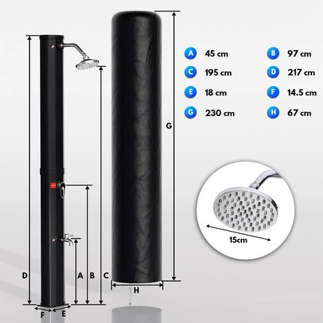 Randaco Douche Solaire Douche De Jardin Avec Pied Douche Extérieure Douche Solaire 35L (avec Couvercle De Protection) – Image 2