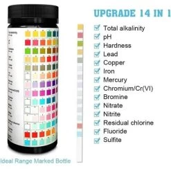 Bandelettes De Test De Qualité De L'eau 14 En 1 Pour Tester L'eau Potable Et L'eau De Puits, Pour Détecter Le Chlore Résiduel, L'alcalinité, La Dureté, Le PH, Les Nitrites, Etc.,100