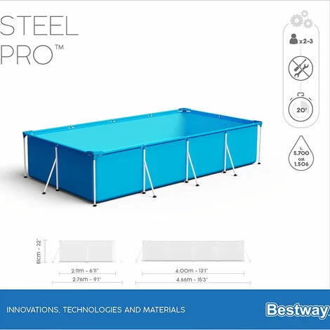 Bestway Piscine Steel Pro Avec Cadre En Acier 400x211x81 Cm Pompe à Filtre Incluse – Image 2