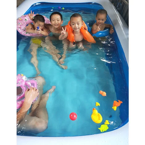 Piscines Gonflables Piscine Familiale Rectangulaire Gonflable, Piscinette FêTe Aquatique D'éTé, 305X183X56cm Bleu – Image 3