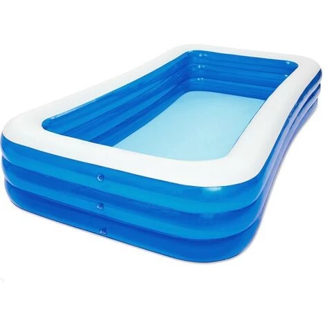 Piscines Gonflables Piscine Familiale Rectangulaire Gonflable, Piscinette FêTe Aquatique D'éTé, 305X183X56cm Bleu – Image 4