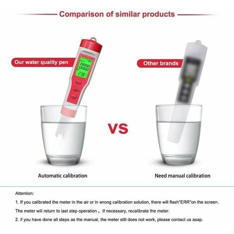 PH Mètre, Conductimètre PH/TDS/EC/température, étalonnage Automatique De Haute Précision, Numérique Pour Les Aquariums D'eau Potable De Piscines – Image 4