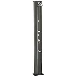 Douche Solaire Droite Alu Noir 40 L Avec Rince-pieds Et Brumisateur