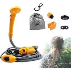 Douche De Camping 12 V Avec Pompe Submersible - Douche Portable - Avec Adaptateur De Voiture De 5 M Et Tuyau De 2 M NAIZY